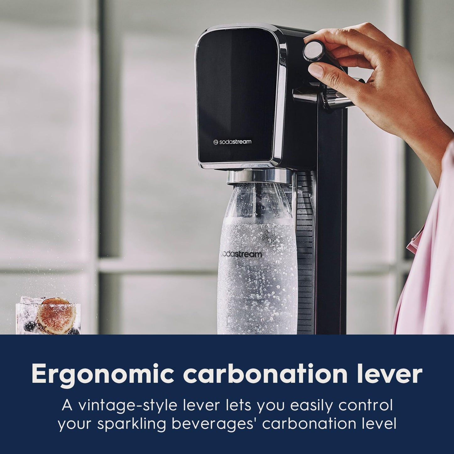 SodaStream Art Sparkling Water Maker Bundle in Black, with 3-Pack CO2 and Carbonating Bottle