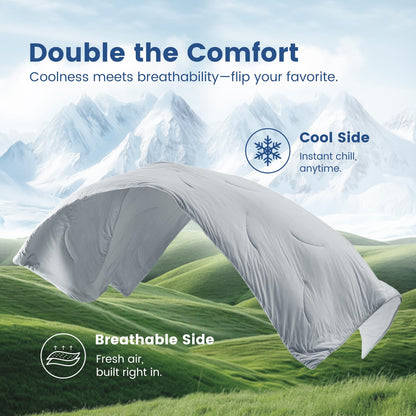 Cozy Bliss Cooling Comforter Queen Size Dual-Sided, Ultra-Soft Cooling Blankets for Hot Sleepers and Night Sweats, Breathable Lightweight Silky Smooth, Cool Grey