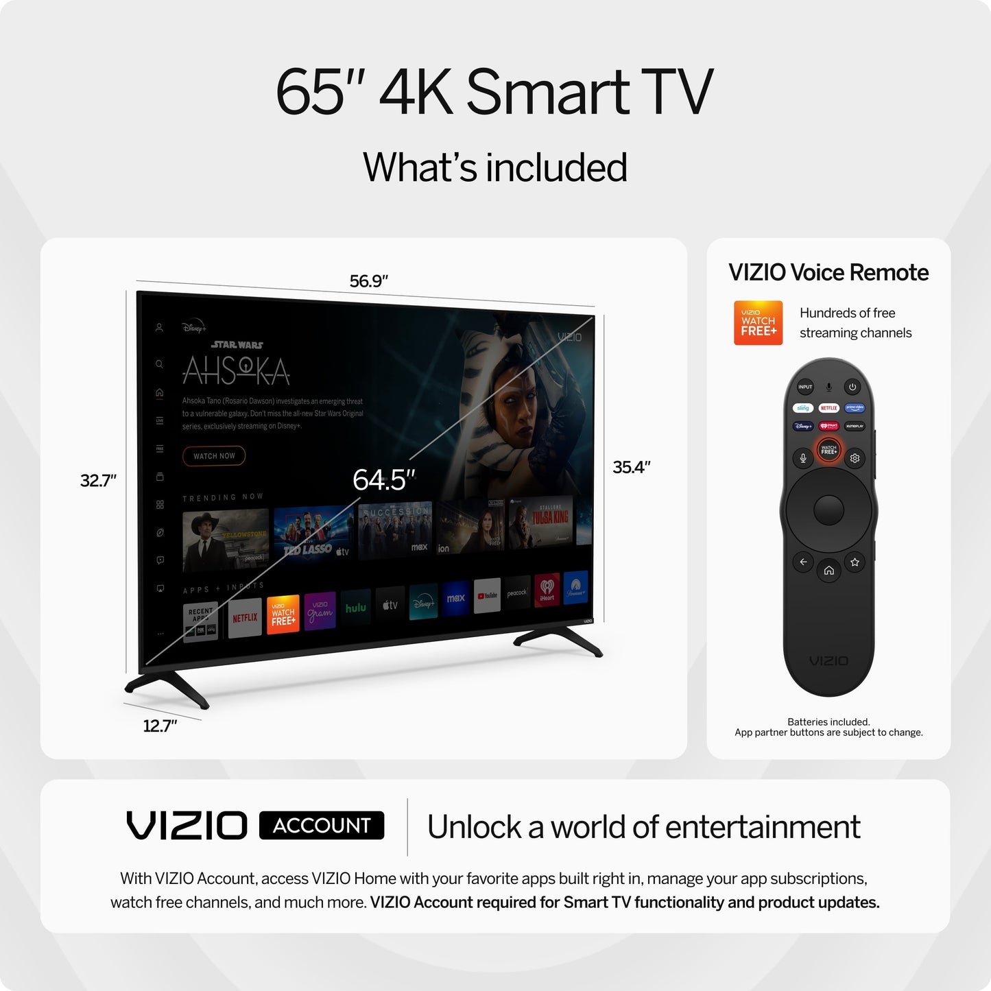 VIZIO 65" Class 4K UHD LED HDR Smart TV (New) V4K65M-0804