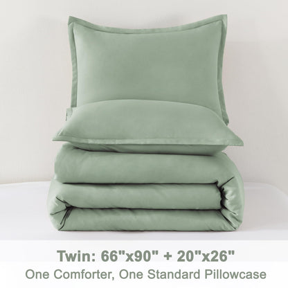 Litanika Twin XL Comforter Set Sage Green, 2 Pieces Comforter Sets Soft Down Alternative Comforter All Season Quilt Blanket (66x90In Comforter & 1 Pillowcase)