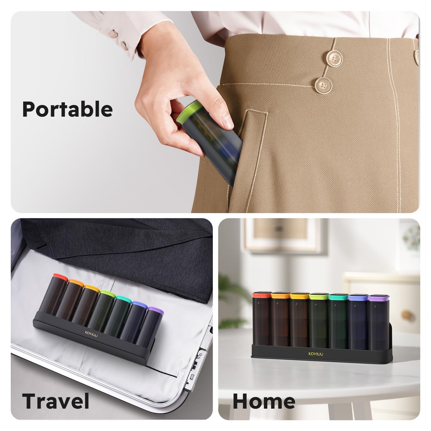 KOVIUU Weekly Pill Organizer 3X a Day, Detachable Pill Box 7 Day, Large 3 Times Daily Pill Case, Travel Pill Container Holder, Week Medication Dispenser Pillbox for Vitamin Supplement Medicine, Black