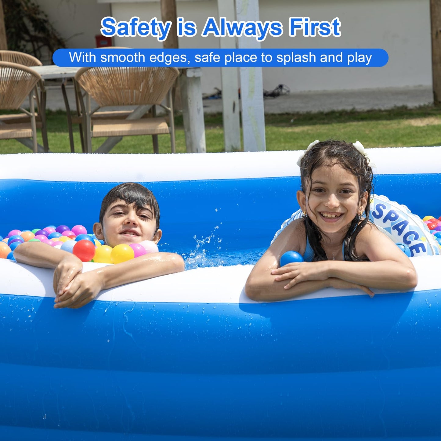 Extra Large Inflatable Pool with Pump - 180'' x 76'' x 22'' Oversized Thickened Blow Up Pool for Adults, Family Swimming Pool for Backyard, Garden and Outdoor Fun