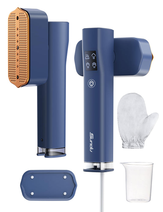 Steamer for Clothes, Sundu Portable 2-in-1 Steamer & Iron, 15s Heat-up, 100ml Tank, Ironing Gloves, 20 Min Steam, Wrinkle Remover, Garment Steamer for Travel & Home(Blue)
