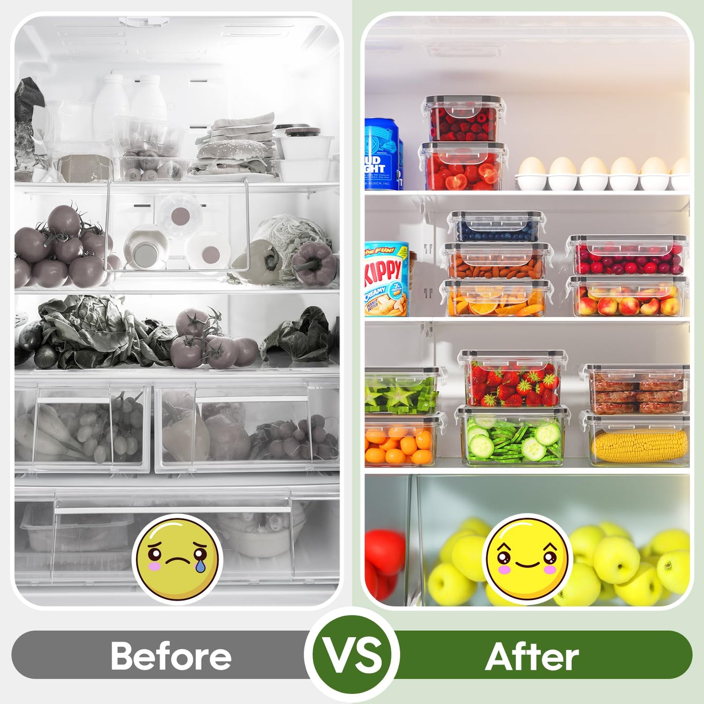 KEMETHY 36-Piece Food Storage Containers with Lids(18 Containers & 18 Lids), Plastic Food Containers for Pantry & Kitchen Storage and Organization, BPA-Free, Leak Proof, Reusable with Labels & Pen