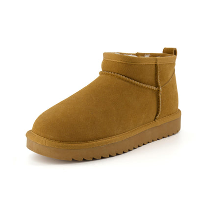 CUSHIONAIRE Hip 2 Genuine Suede Ankle Boots for Women, Cozy Faux Shearling Lining Pull On Winter Womens Boots, CHESTNUT 10