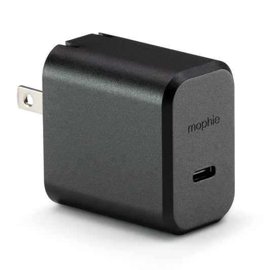 Mophie GaN 30W USB C Charger Block - Fast Wall Charger for iPhone, iPad, Samsung Galaxy, Google Pixel, and More - Compact, Foldable Prongs, Eco-Friendly, Black