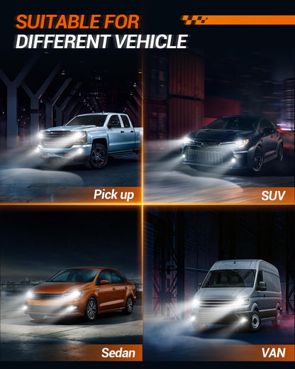 SEALIGHT H11 H8 H16 LED Fog Light Bulbs or DRL, Real 360° illumination Fog Bulbs, 6000K 400% Brightness Upgraded, H16 Front Fog Lamp,Non-polarity, Pack of 2, Plug&Play