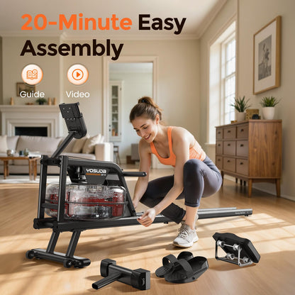 YOSUDA Water Rowing Machines with Bluetooth-Water Rowers 350LBS Weight Capacity for Home Use with Smooth Aluminum Dual Slide Rail & Rowing-Dedicated Monitor