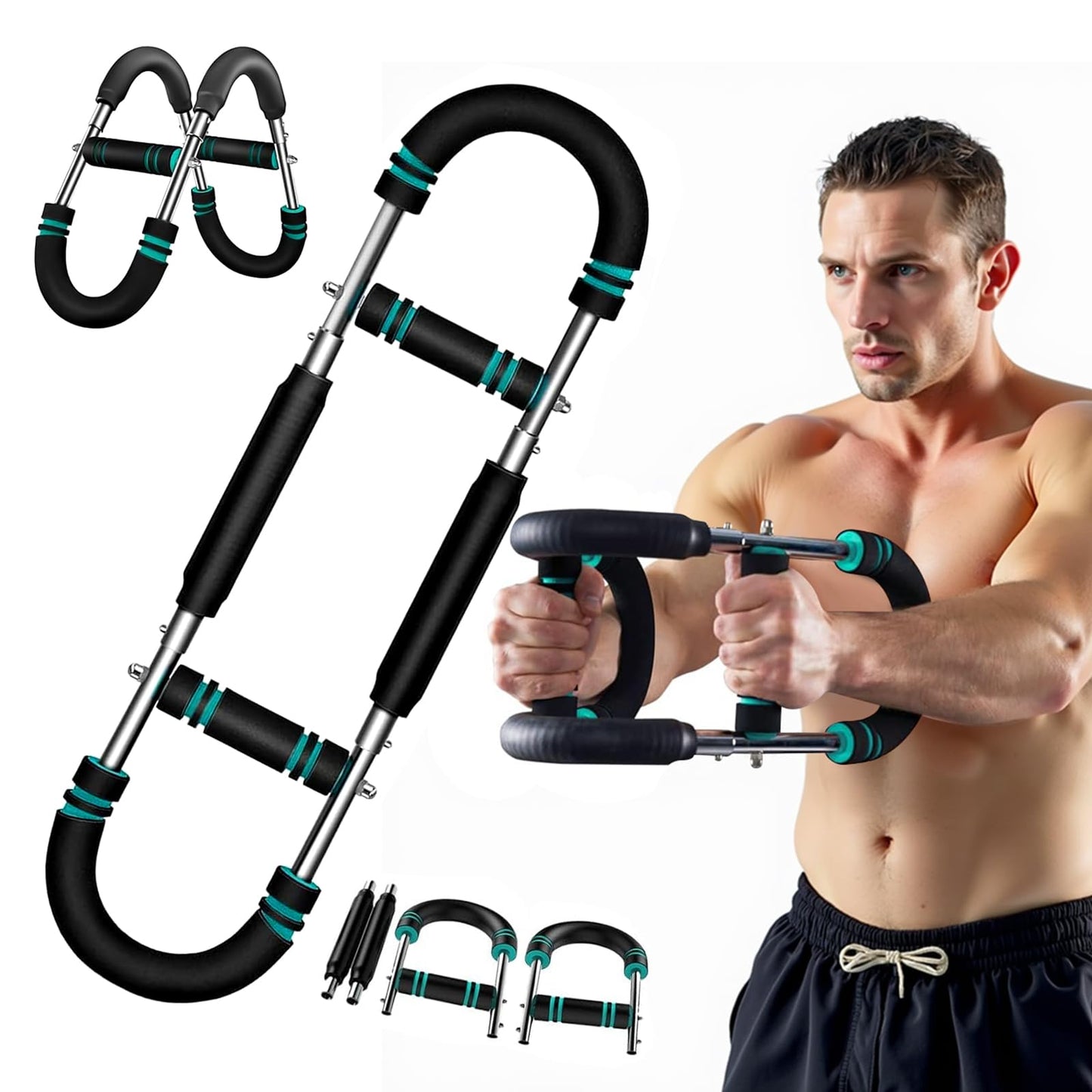 2025 Pro Twister Arm Trainer, 40-100lb Adjustable Power Twister Bar, Chest Shoulder Arm Workout Equipment, Portable Detachable Upper Body Fitness Machine for Home & Gym
