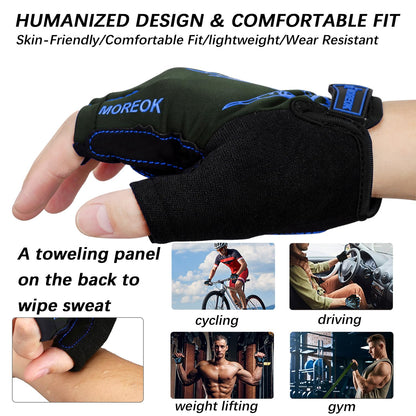 MOREOK Cycling Gloves Bike Gloves for Men/Women-[5MM Gel Pad] Half Finger Bicycle Biking Gloves for Cycling/Weight Lifting/Gym/Motorcycle/Rowing/Outdoor Sports-050-BLUE-M