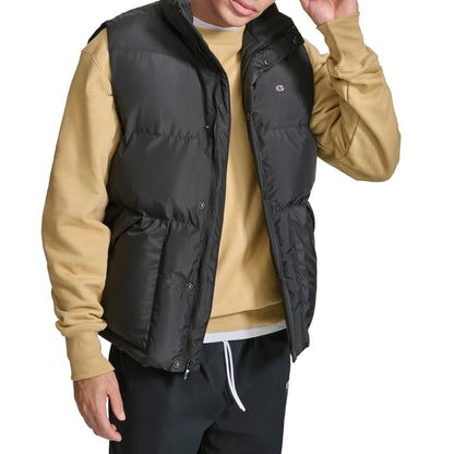 Champion Men's Puffer Vest with Logo, Black