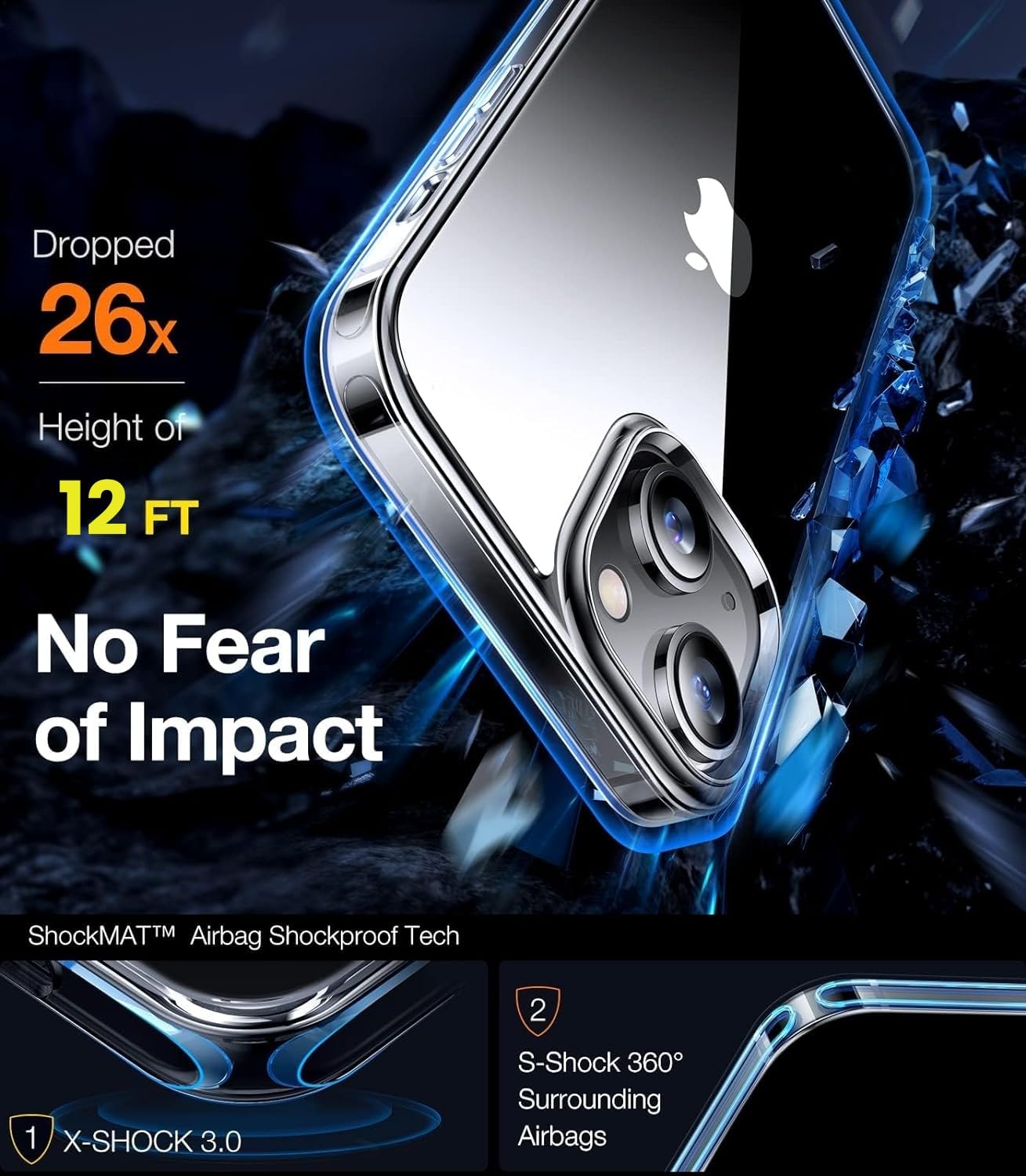 TORRAS Upgraded Diamond Clear Designed for iPhone 14 & iPhone 13 Case [Never Yellowing] [Military Grade Anti-Drop] Hard PC Back Flexible Bumper Shockproof Protective Slim Phone Cover 6.1 inch, Clear