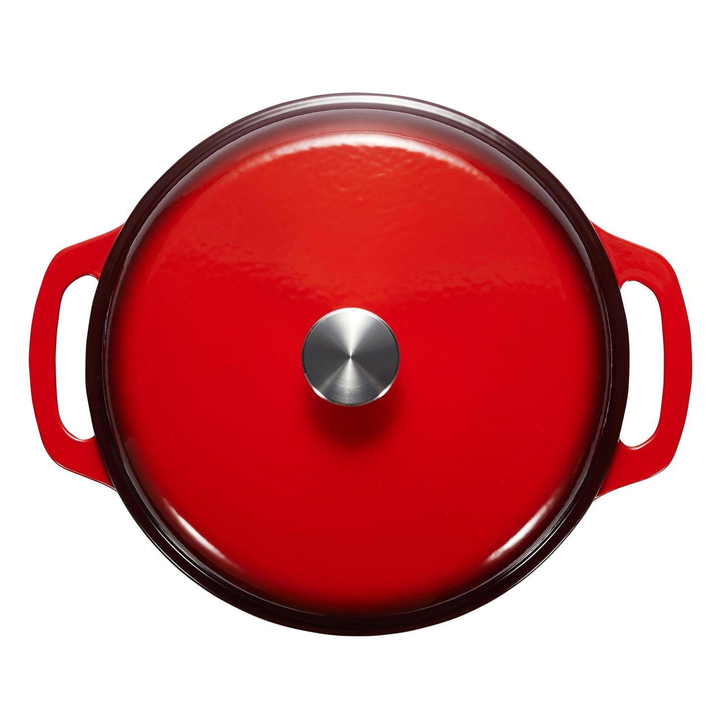 Amazon Basics Cast Iron Dutch Oven Pot with Lid, Enameled, Round, Dual Handles, Heavy-Duty, Small, 4.3-Quart, Red