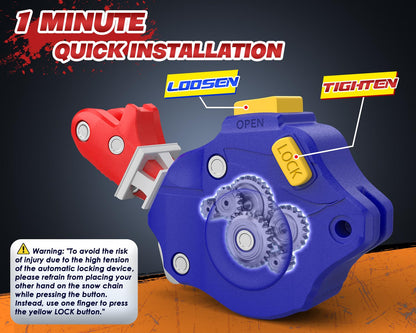 Snow-Chains Auto Fixing 1 Min Quick Installation Tire-Chains, Heavy-Duty Emergency Tire Traction Chain for Pickup Trucks and Off-road SUV Car Tires 285 295 305 315 325 - Set of 2 (HYR-D)