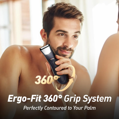 LGTGH Body Hair Trimmer for Men: Pubic Hair Trimmer with Mirror & LED Light - Electric Ball Shavers with Ceramic Blades & Travel Lock - Body Groomer IPX7 Waterproof Wet/Dry Use for Groin/Legs/Chest