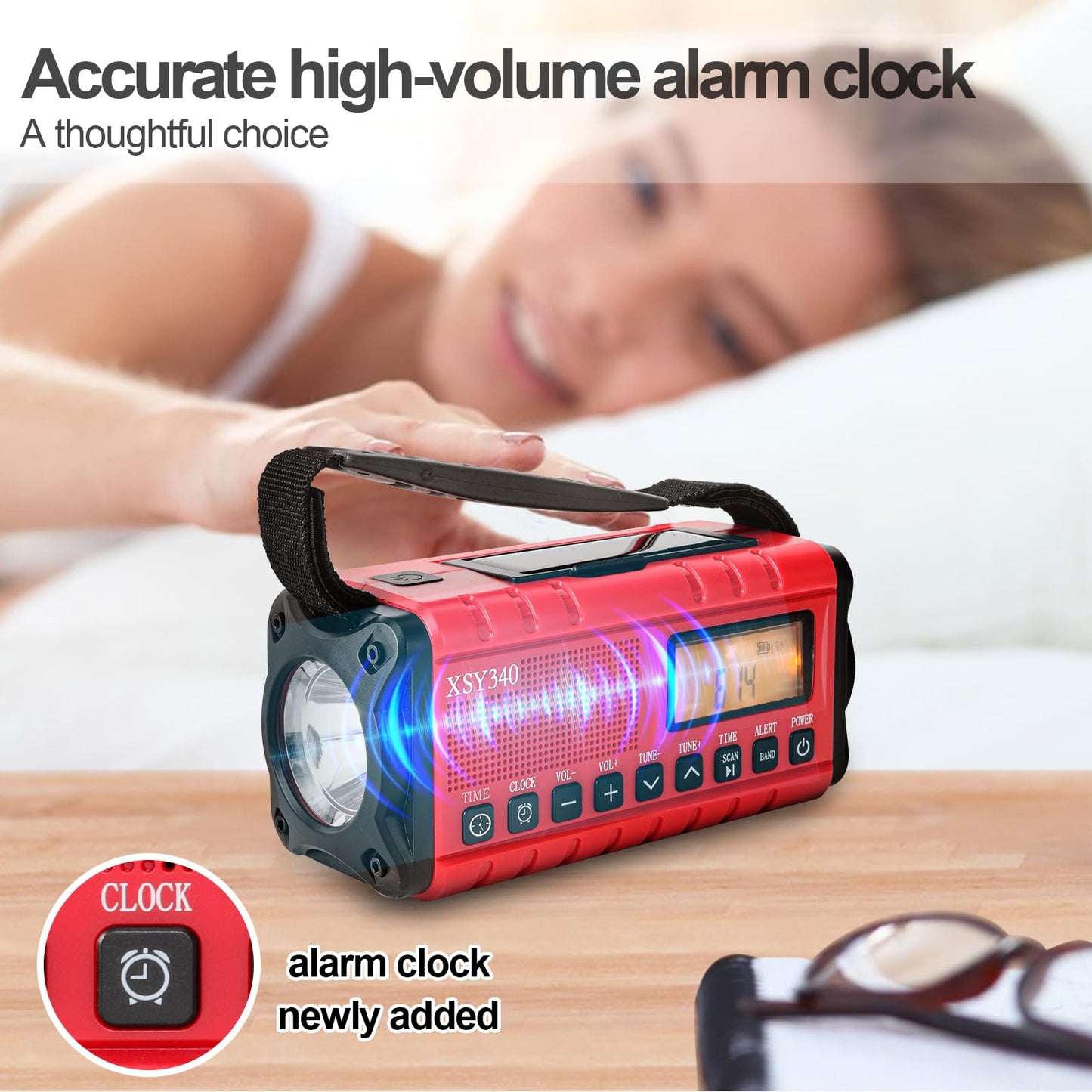 10000mAh/37000mWh Emergency Hand Crank Radio,AM FM NOAA Weather Alert Radio, Digital Display,3 Ways Powered Hand Crank,Solar Radio with Type-C Charger,Flashlight,Reading Lamp,Headphone Jack,SOS Alarm