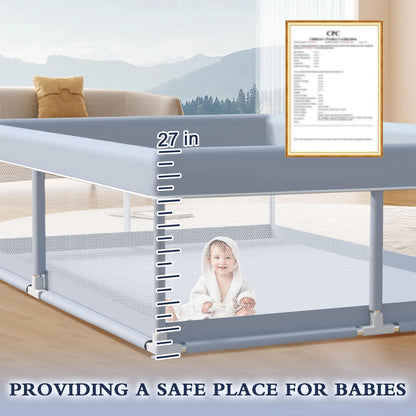 XVISHX 65 x 50 Inch Baby Playpen, Playpen for Babies and Toddlers, Baby Play Pen Playard for Indoor & Outdoor Active Center Game Fence, with Skin-Friendly Fabric and Soft Breathable Mesh, Grey