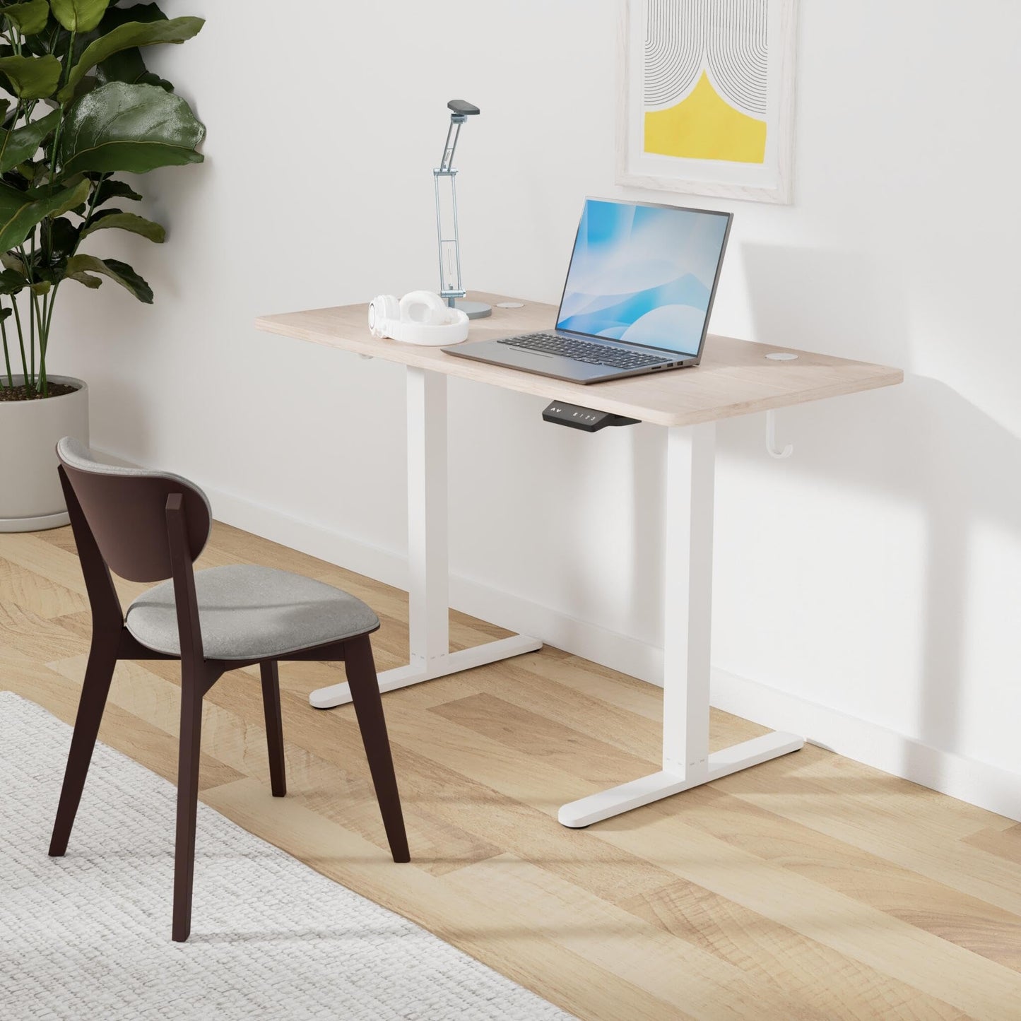 FEZIBO Electric Standing Desk, 48 x 24 Inches Height Adjustable Stand up Desk, Sit Stand Home Office Desk, Computer Desk, Maple