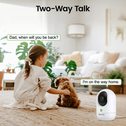 INFIYA 360 Cameras for Home Security-Indoor Camera Monitoring Baby/Nanny with 2K High Resolution & One-Tap Call, 24-7 Local Storage, Compatible with Alexa/Google Home, K7 4Pack (2.4GHz Wi-Fi Only)