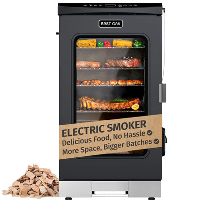 East Oak 30" Electric Smoker for Outdoors | Built-in Meat Probe & Up to 6× Longer Smokes on a Single Load | Side Chip Loader for Uninterrupted Smoking | Bigger Batches with 725 sq in Cooking Area