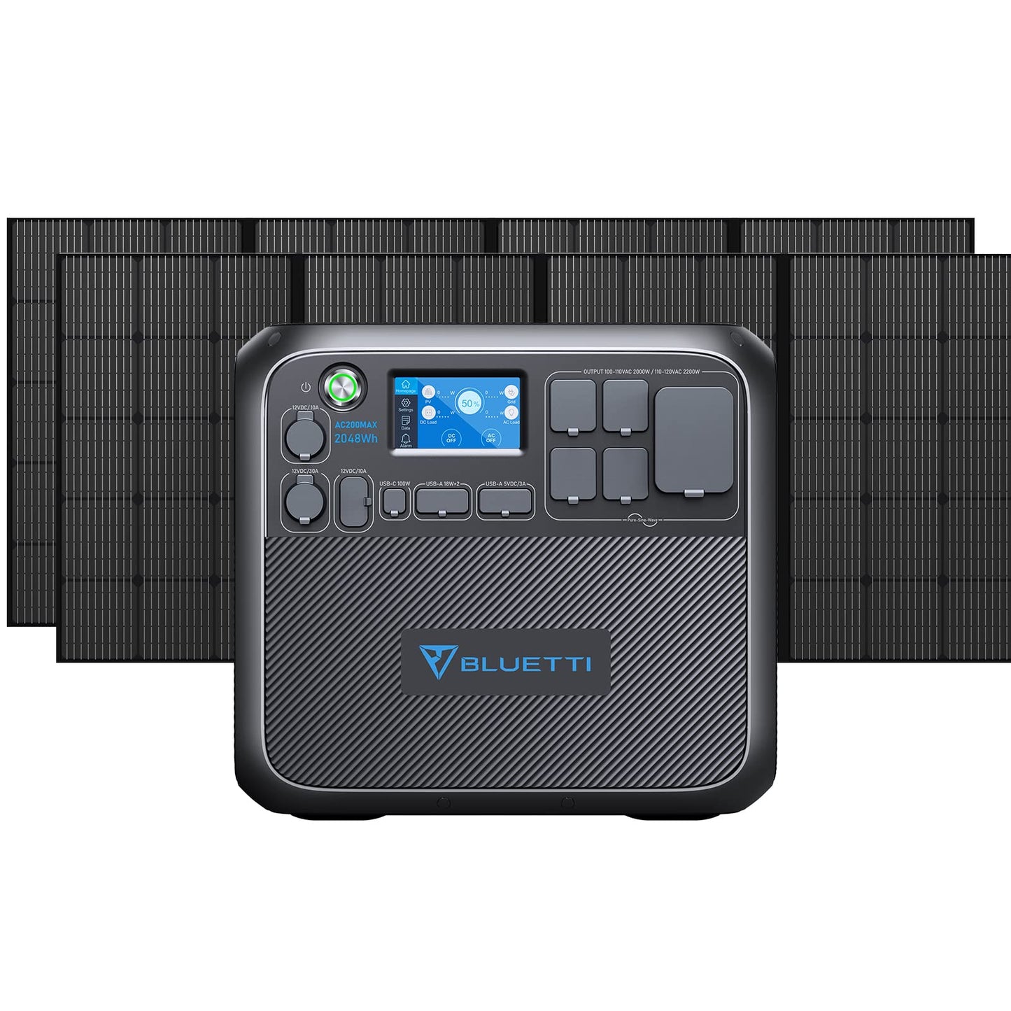 BLUETTI Solar Generator AC200MAX with 2 350W Solar Panel Included, 2048Wh Portable Power Station w/ 4 2200W AC Outlets, LiFePO4 Battery Pack, Expandable to 8192Wh for Home Backup, Road Trip, Off Grid