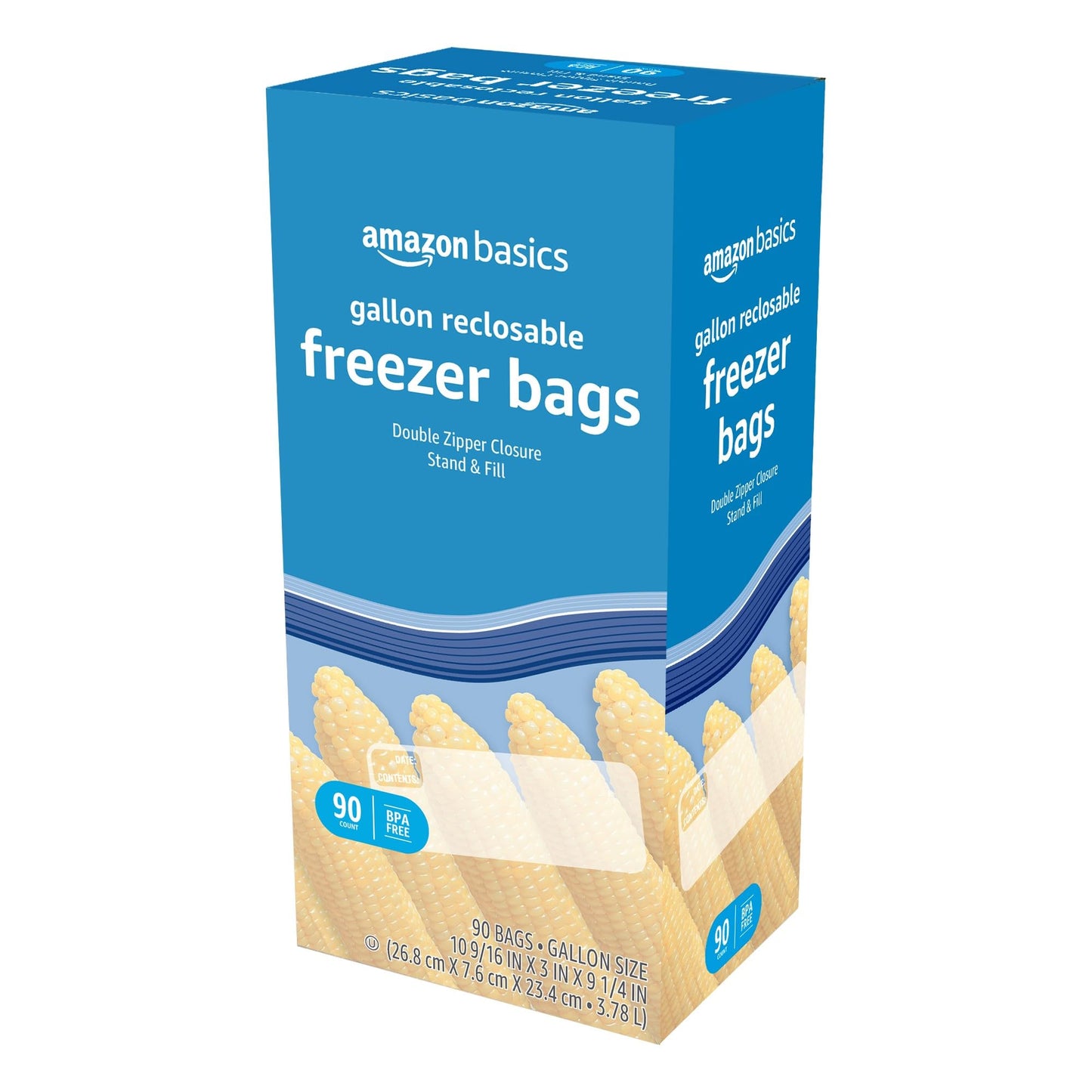 Amazon Basics Reclosable Freezer Gallon Bags, BPA Free, 90 Count (Previously Solimo)