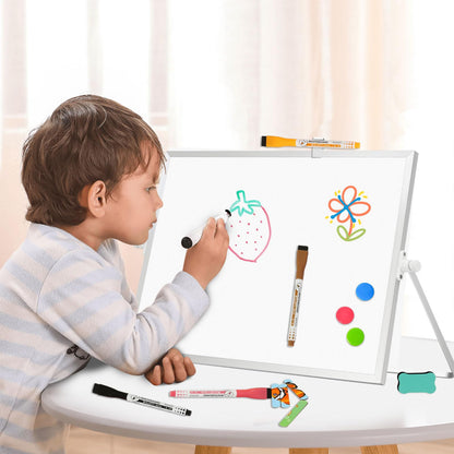 AMUSIGHT Dry Erase Magnetic White Board, 16" x 12" Double-Sided Desktop Whiteboard with Stand, Portable Small Whiteboard Set for Drawing, Office, Home, School