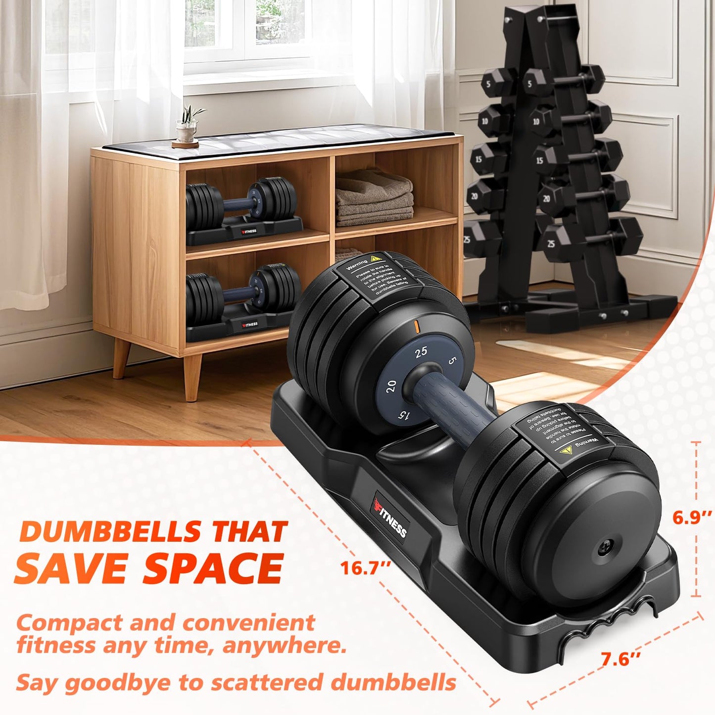 Rendpas Adjustable Dumbbells Set of 2, Select Weight Dumbbell Set, 5 in 1 Free Dumbbell Set with Anti-Slip Texture Handle, Weight Set For Home Gym Suit both Men and Women