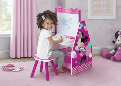 Delta Children Kids Easel and Play Station – Ideal for Arts & Crafts, Drawing, Homeschooling and More - Greenguard Gold Certified, Disney Minnie Mouse