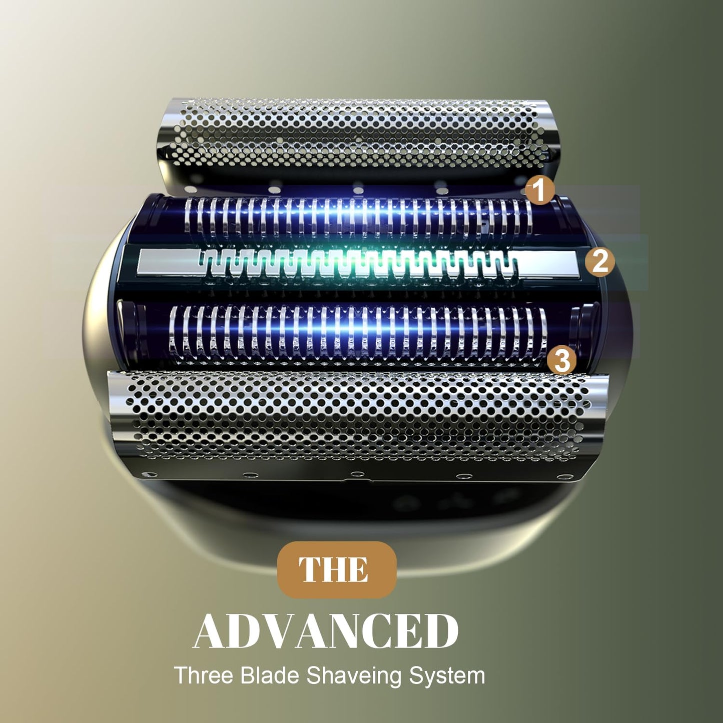 Tulzim Mini Electric Razor for Men: Foil Shaver for Beard/Face - 3 Floating Blade LED Display USB-C Fast Rechargeable - IPX7 Waterproof for Travel & Home - Light Gray