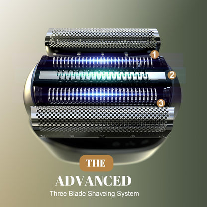Tulzim Mini Electric Razor for Men: Foil Shaver for Beard/Face - 3 Floating Blade LED Display USB-C Fast Rechargeable - IPX7 Waterproof for Travel & Home - Light Gray