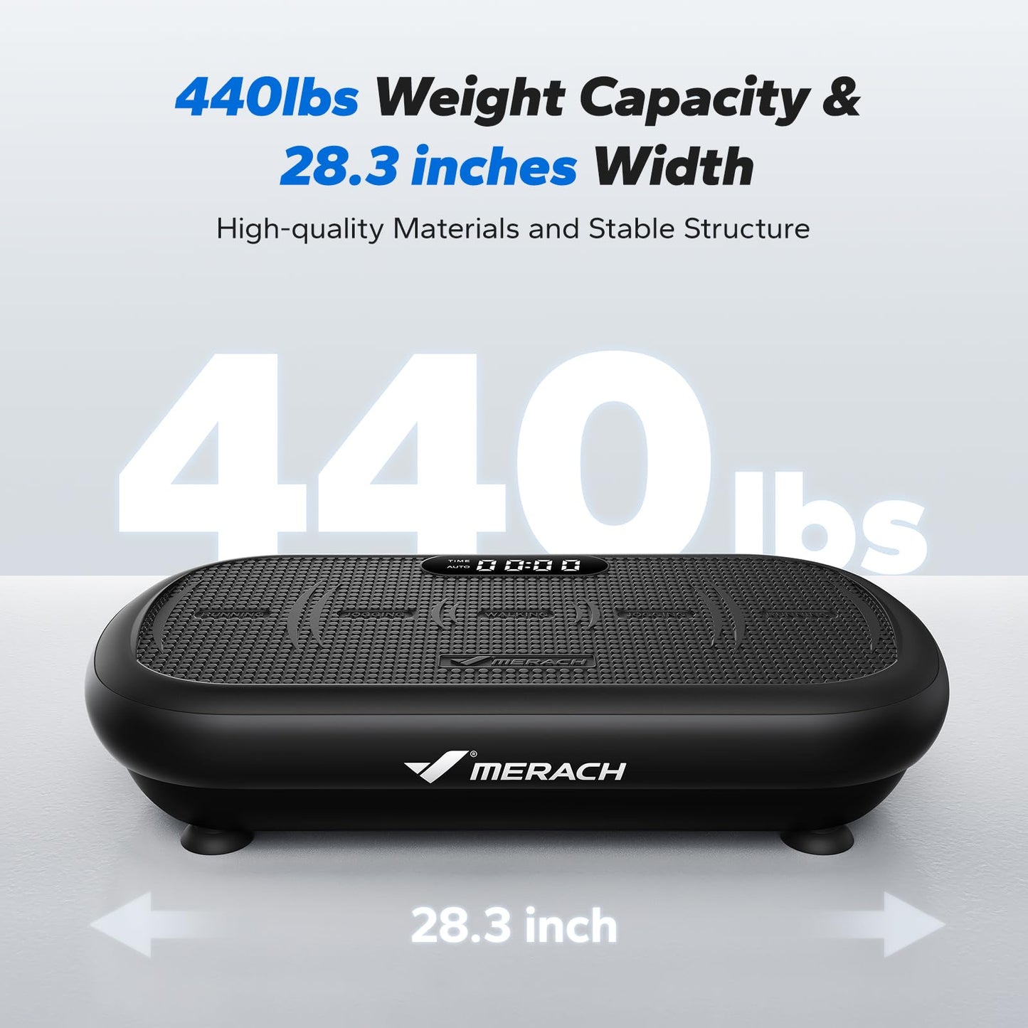MERACH Vibration Plate Exercise Machine, Vibration Plate 440 Lbs Capacity, Bluetooth and Silicone Pedal, Stimulate Deep Fat, Vibration Plate for Lymphatic Drainage, Vibrating for Weight Loss(Black)