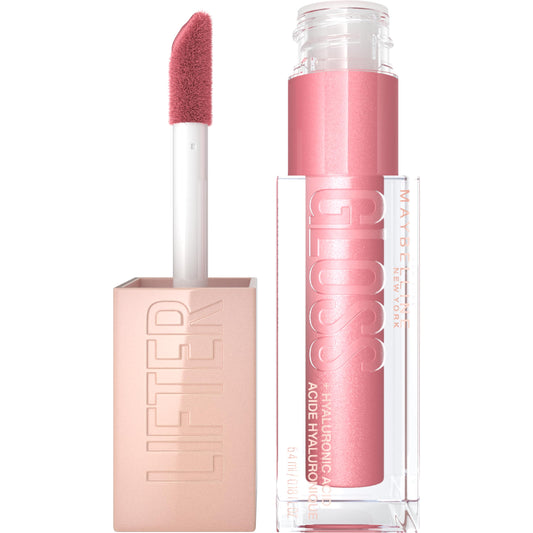 Maybelline Lifter Gloss, Hydrating Lip Gloss with Hyaluronic Acid, High Shine for Plumper Looking Lips, Brass, Pink Neutral, 0.18 Ounce