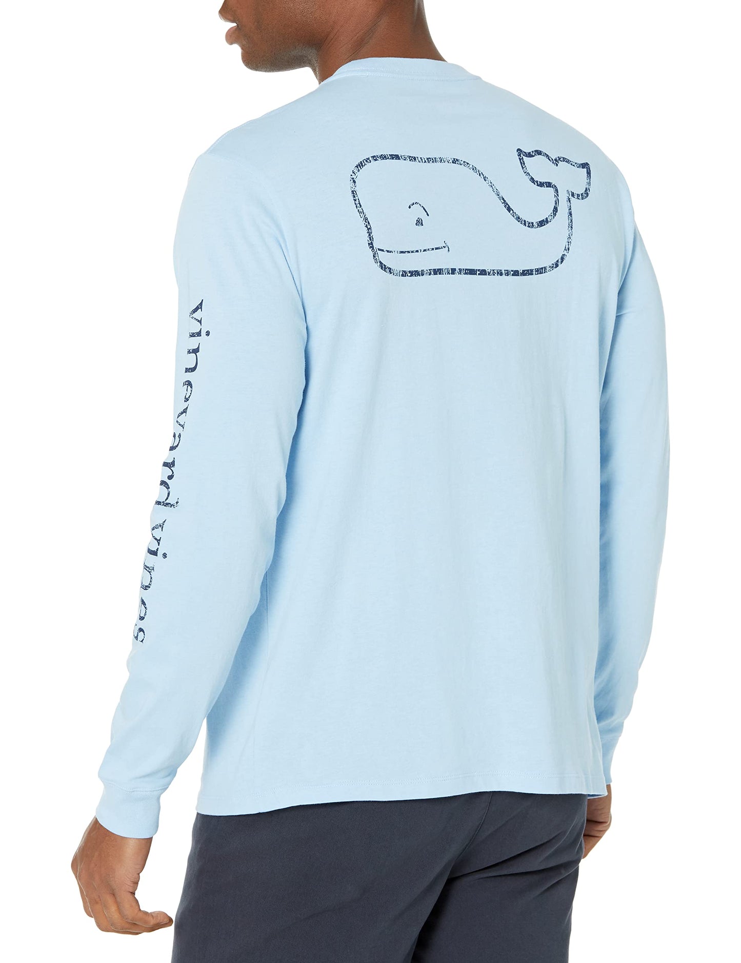 vineyard vines Men's Long Sleeve Vintage Whale Pocket T-Shirt, Jake Blue, X-Large