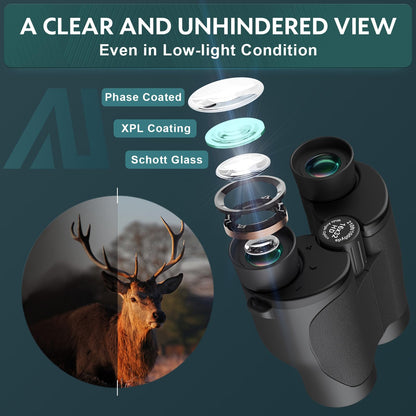 Aurosports 16x32 Compact Binoculars for Adults and Kids - High Powered Small Binoculars with Low Light Vision - Easy Focus Lightweight Binoculars for Bird Watching Hunting Travel Hiking