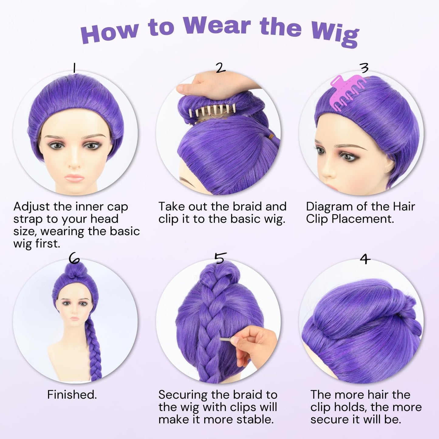 morvally Womens 47 Inches Purple Long Braided Ponytail Wig - Anime Cosplay Wigs for Women Halloween Costume Party (Purple, Adults)