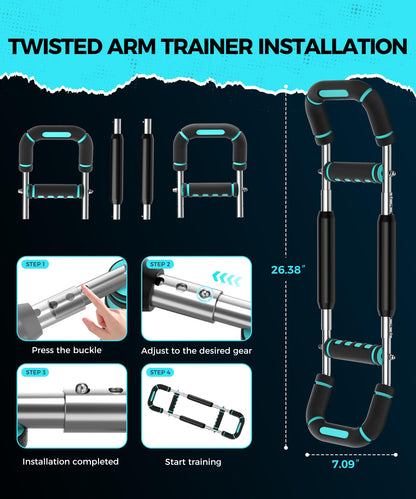Twister Arm Trainer, Adjustable 5 Resistance Levels (40-130 lbs) Chest & Arm Workout Equipment for Men & Women, Ergonomic Home Gym Strength Trainer with Anti-Slip Handles & Carry Bag (Dark Blue)