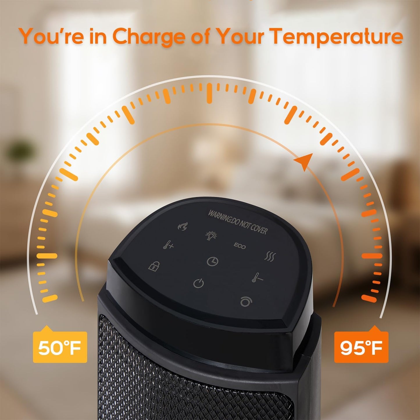 23" Space Heater, 1500W Portable Heaters for Indoor Outdoor Use, Fast Heating with 70° Oscillation, Adjustable Thermostat Up to 95°F, Tip-Over Protection & 12H Timer for Bedroom, Office, Black