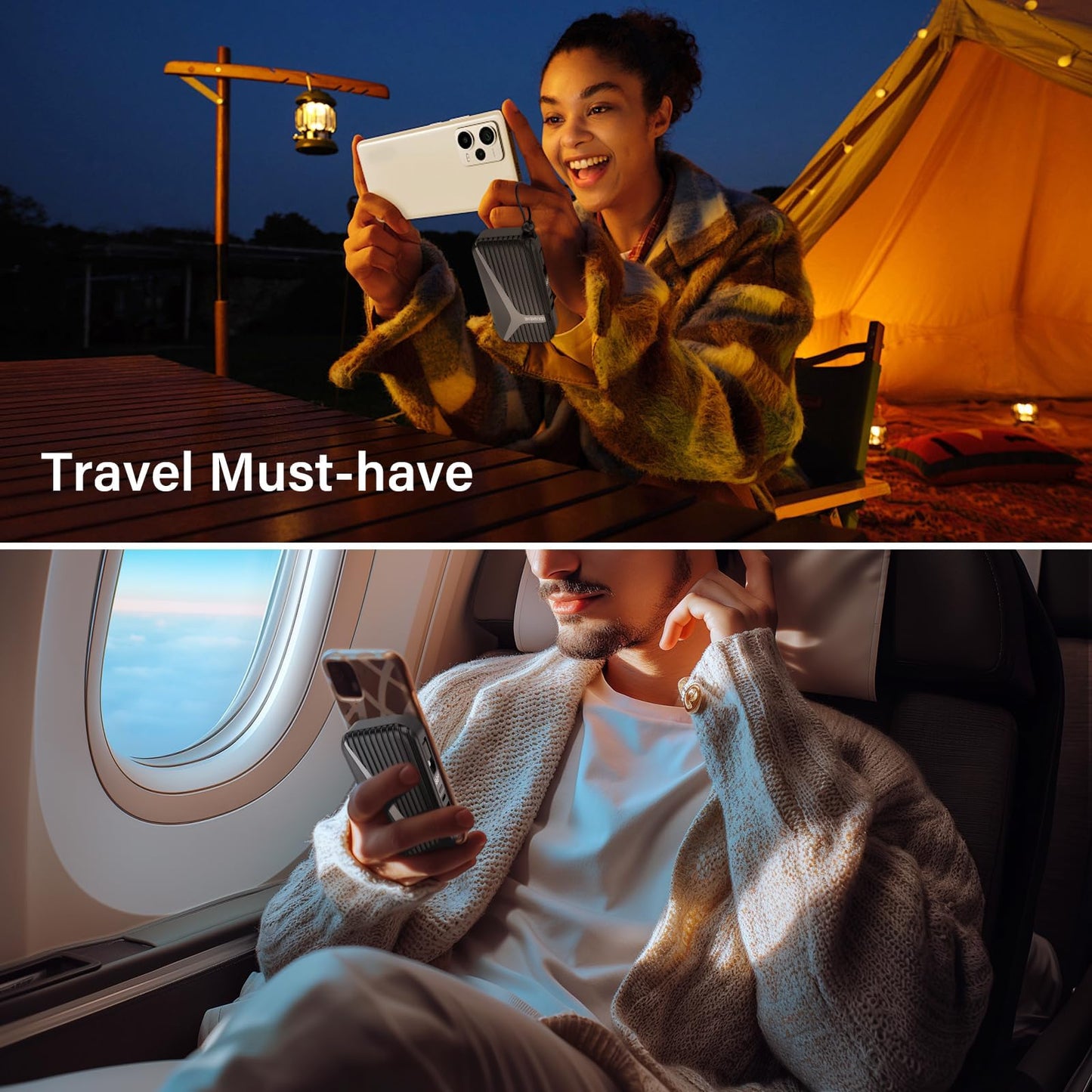 Portable Charger with Built in Cable and AC Wall Plug,10000 mAh External Battery Power Bank, LED Display 4 Outputs 2 Inputs, Travel Phone Charger Battery Pack for iPhone 16 15 14 13 Samsung iPad