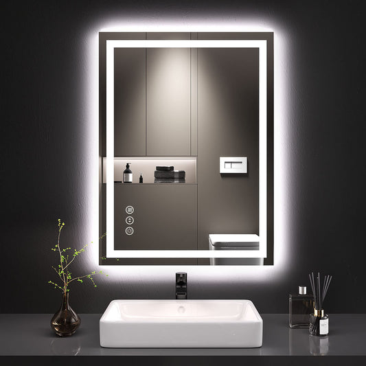 LOAAO 24X32 LED Bathroom Mirror with Lights, Anti-Fog, Dimmable, Backlit + Front Lit, Lighted Bathroom Vanity Mirror for Wall, Memory Function, Tempered Glass, Shatter-Proof, ETL Listed