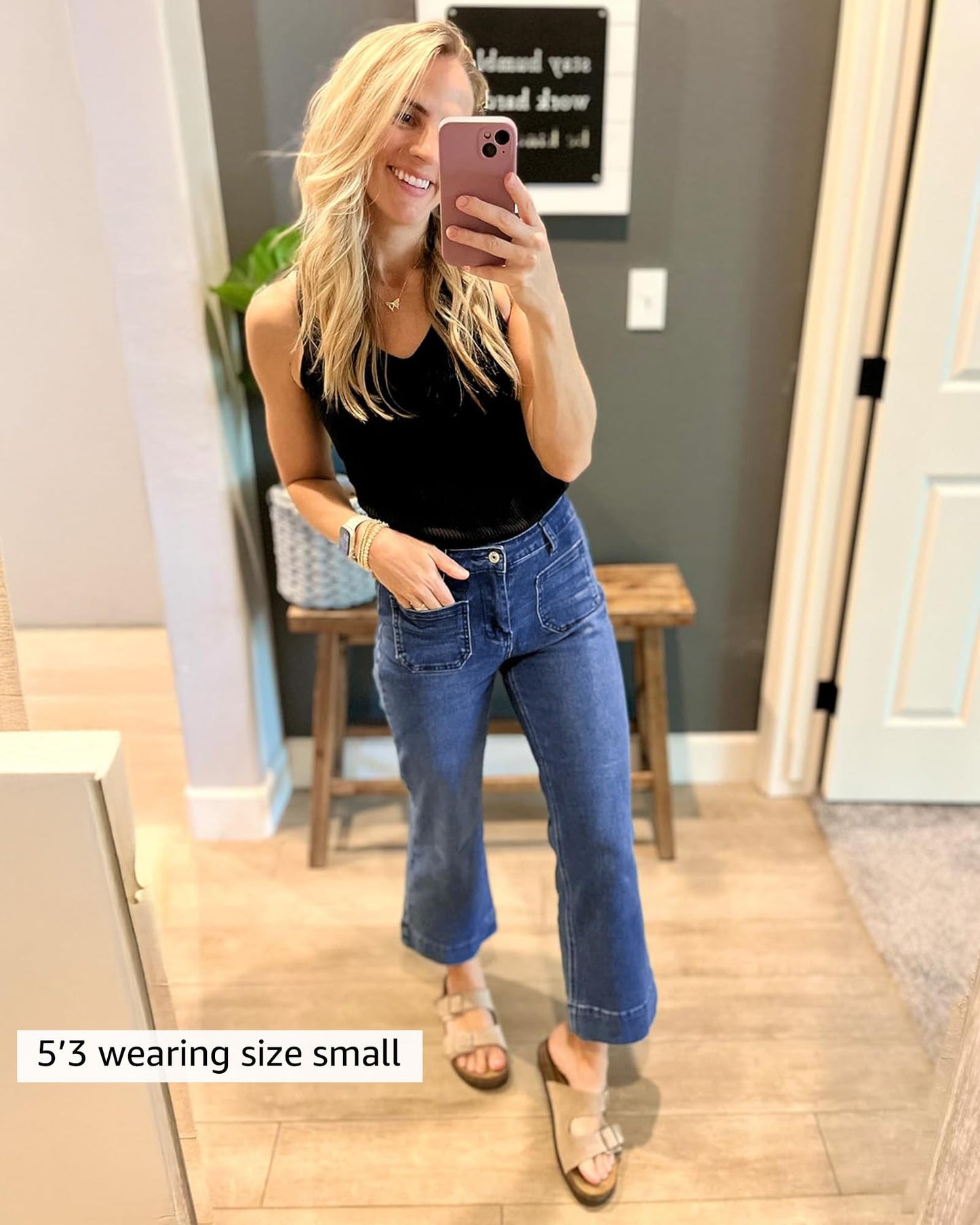 luvamia Women's High Waisted Wide Leg Jeans, Darkness Blue, Size 8