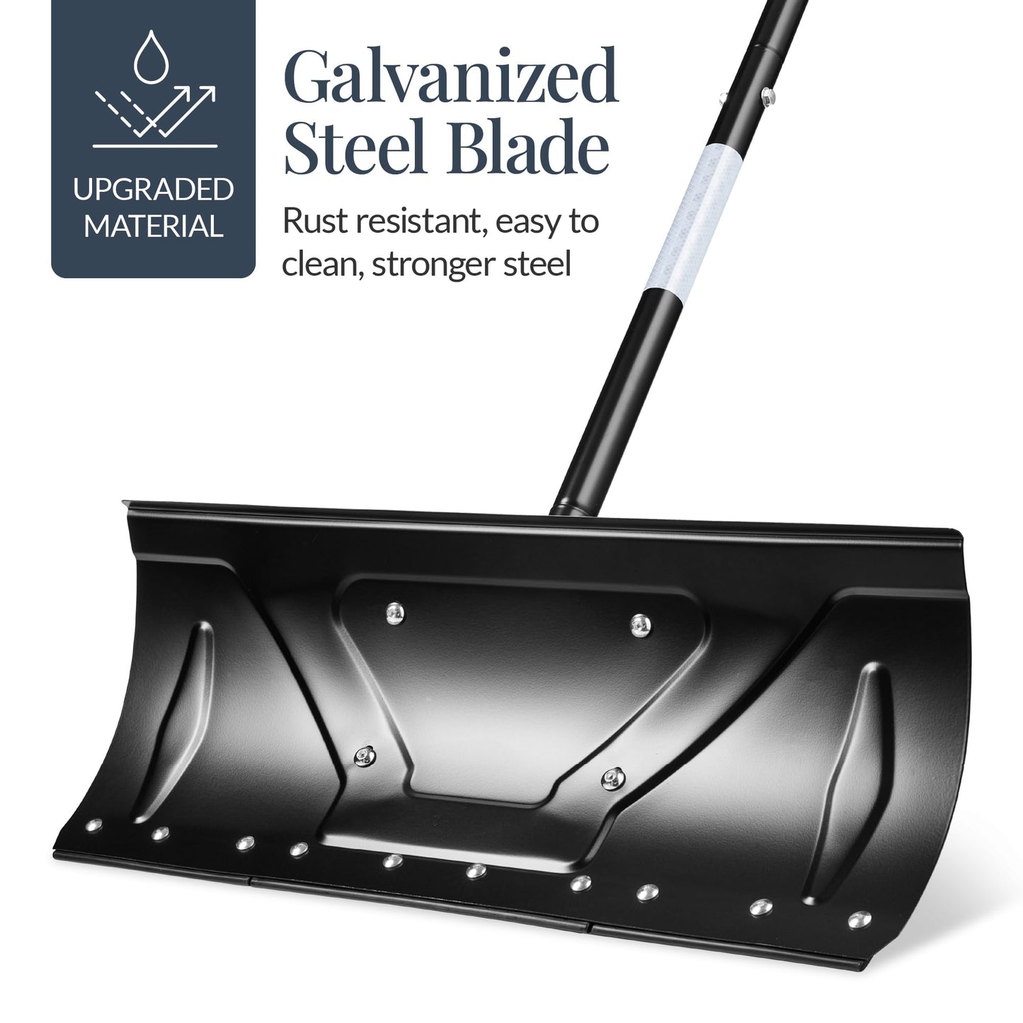 Best Choice Products 24in Galvanized Steel Blade Heavy-Duty Snow Pusher, Hand Plow for Snow Removal, Ergonomic Handle, Easy Storage - Black