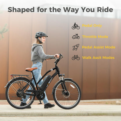 Jasion CB1 Electric Bike for Adults, 1000W Motor Peak Ebike, 450Wh Removeable Battery, 26'' City Cruiser Bicycle, 22 MPH Commuter Women Ebike, 7-Speed Gear