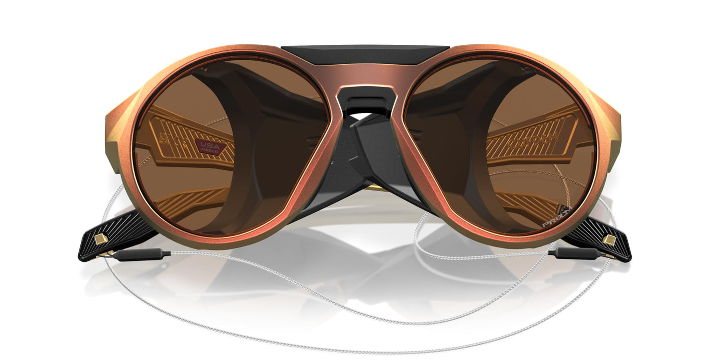 Oakley Men's Oo9440 Clifden Round Sunglasses, Matte Red Gold Colorshift/Prizm Bronze, 54 mm
