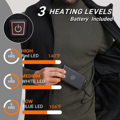SOLJIKYE Heated Vest for Men and Women (Battery Pack Included), Fleece Heated Jackets for Men and Women Black, L
