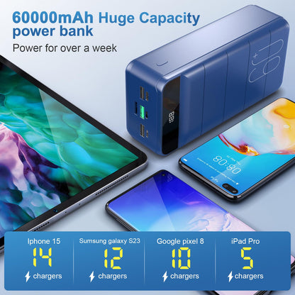 Power Bank 60000mAh Portable Charger Fast Charging 22.5W PD4.0 & QC 4.0 with USB C Battery Pack High Capacity External Battery Phone Charger for iPhone, Samsung, Galaxy, Camping, Travel