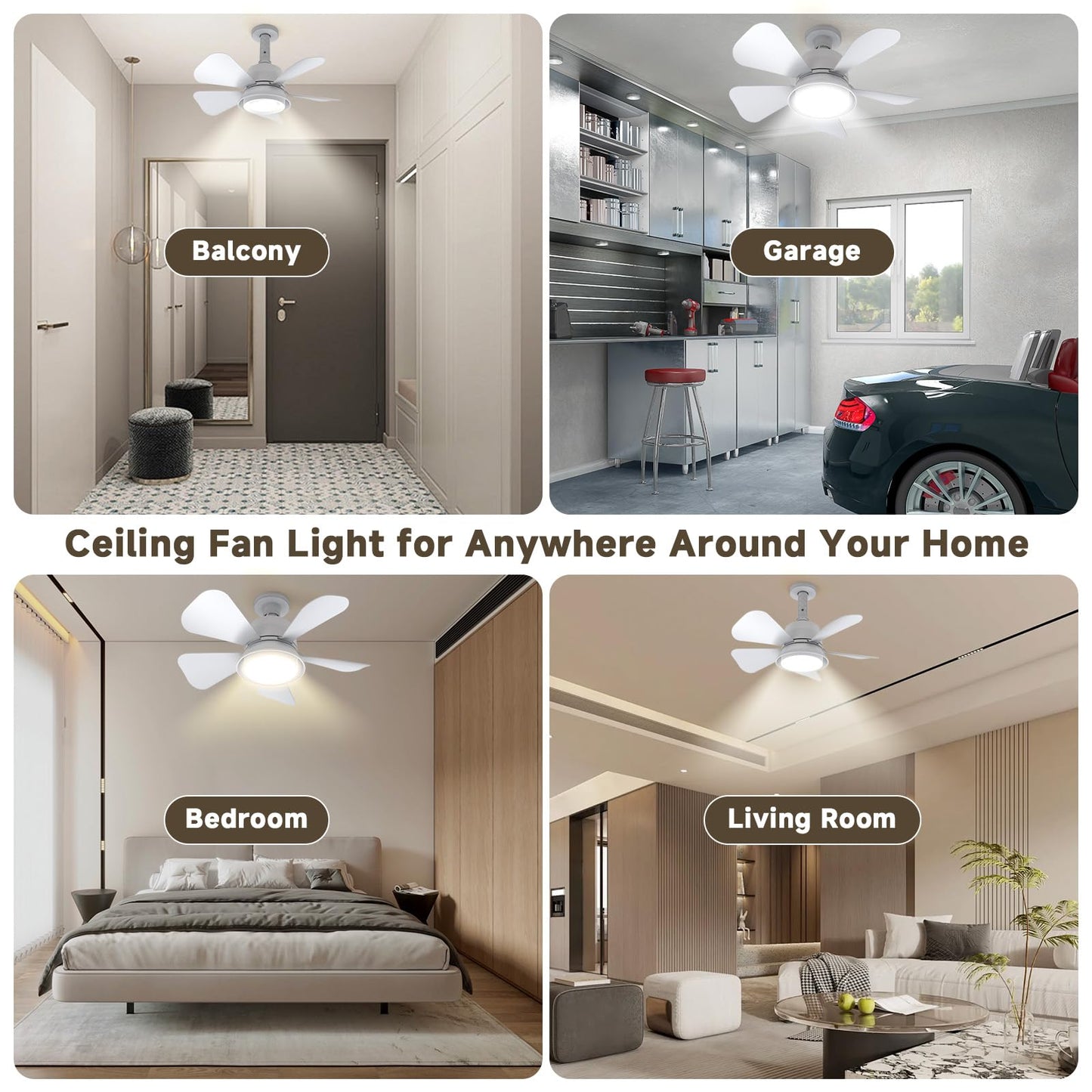 MOTCTQVD Ceiling Fans with Lights and Remote, Ceiling Fan Light 3000K-6000K 3 Colors Dimmable, Modern Ceiling Fan with Light, 1000 Lumens LED Ceiling Fans for Bedroom Garage Kitchen Living Room