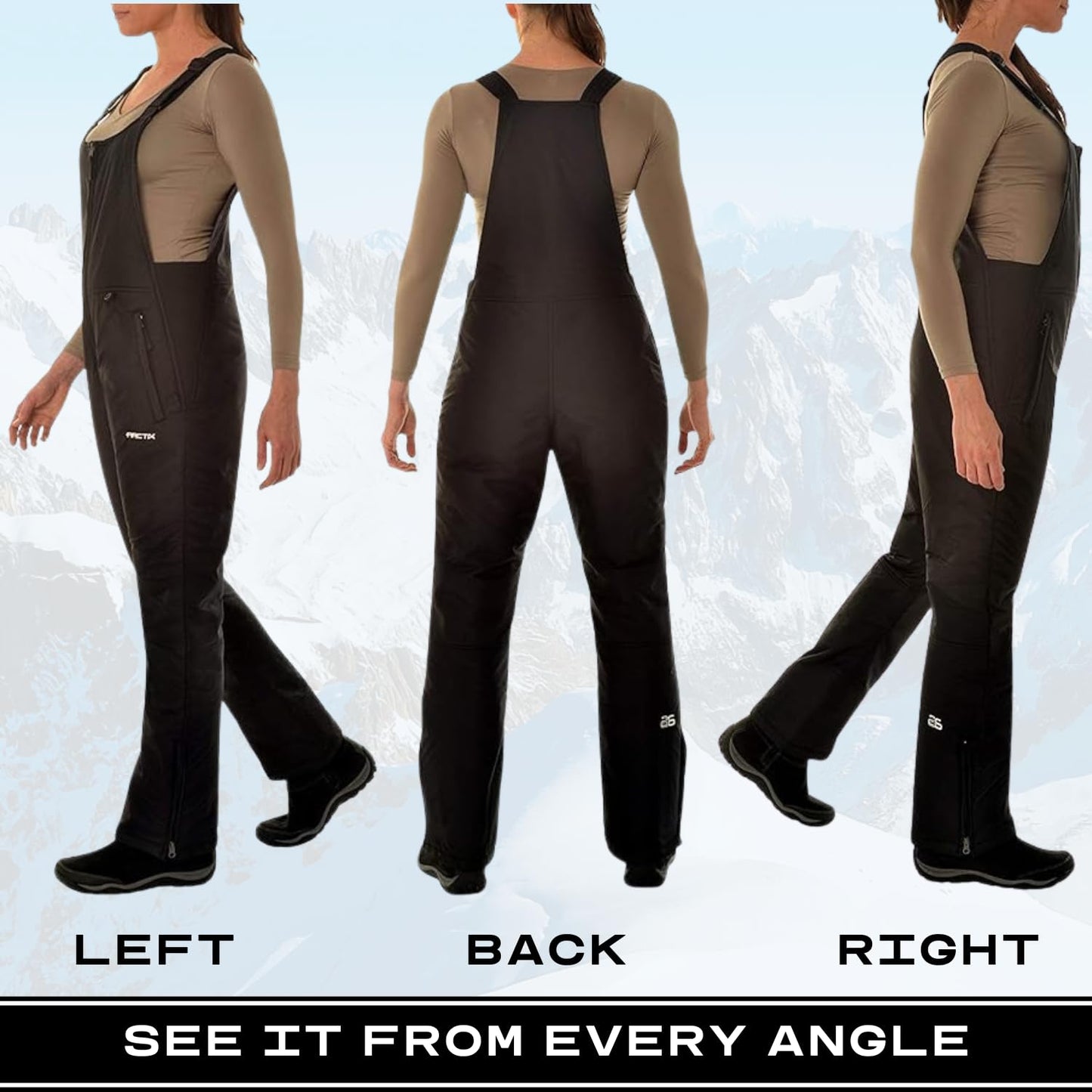 Arctix Women's Essential Insulated Bib Overalls, Black, Large