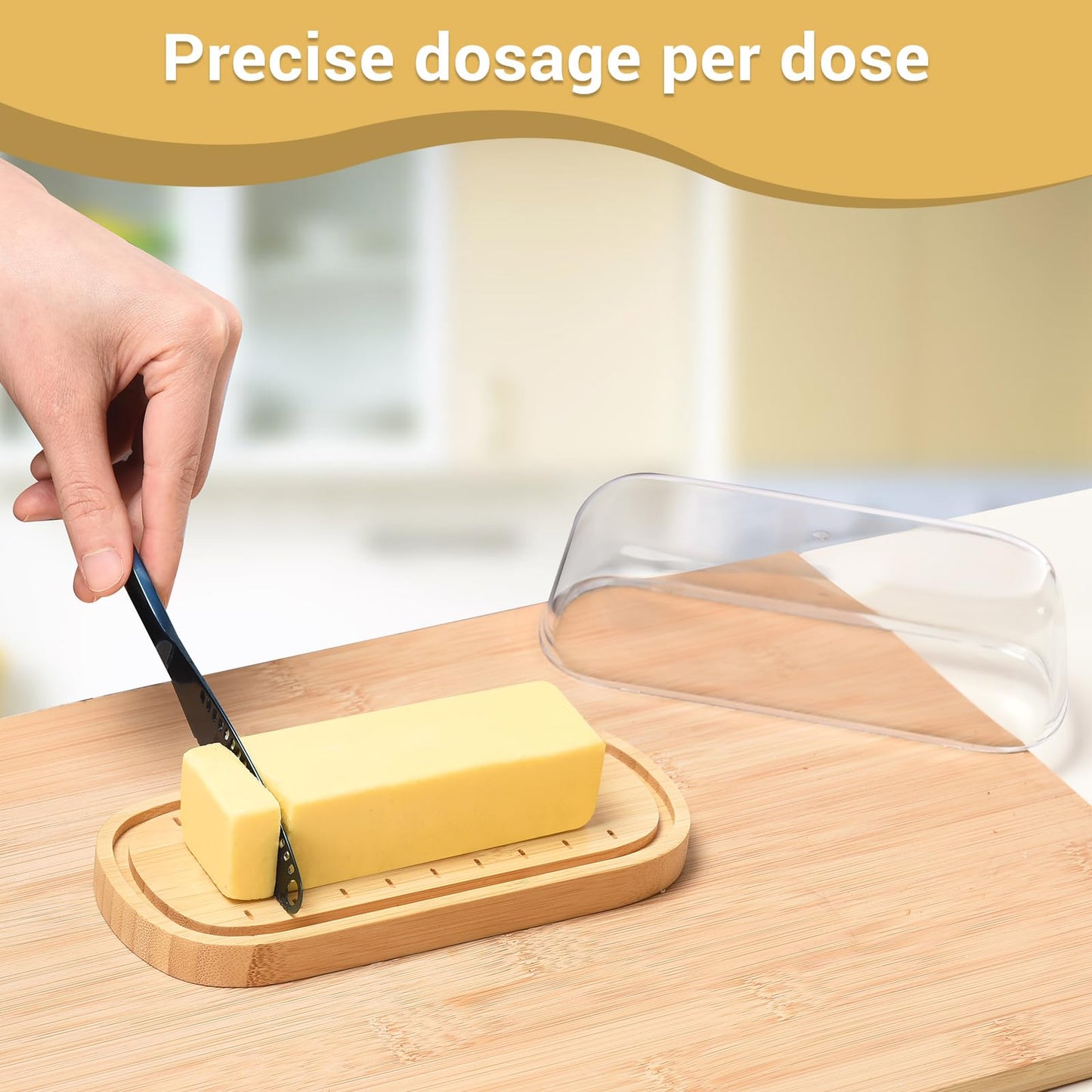 HEKEIEON Butter Dish with Lid, Bamboo Butter Holder, Butter Container Holds for East/West Coast Butter, Dishwasher Safe