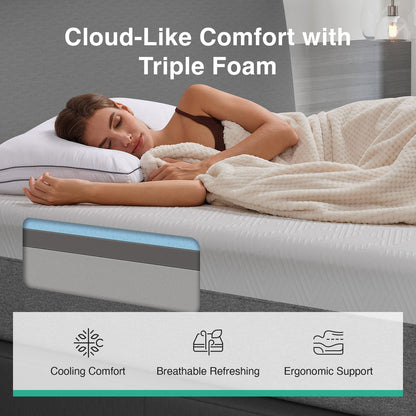 Novilla 14 Inch King Size Memory Foam Mattress in a Box, Pressure Relieving & Plush Comfort, Bliss, Grey